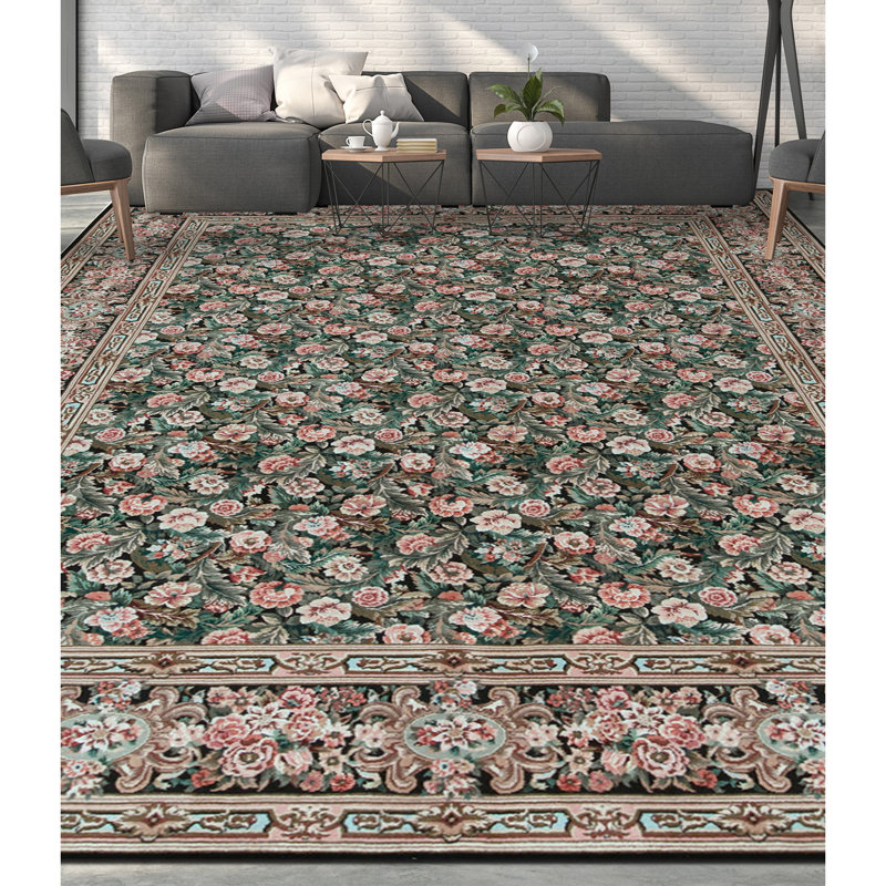 High-Quality Hand-Knotted Black Area Rug
