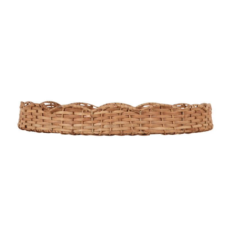 Scalloped Round Rattan Tray