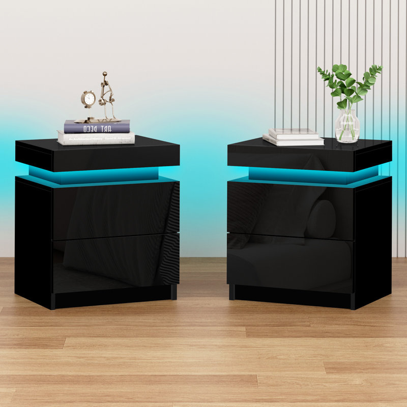 45 cm W Bedside Table, Black