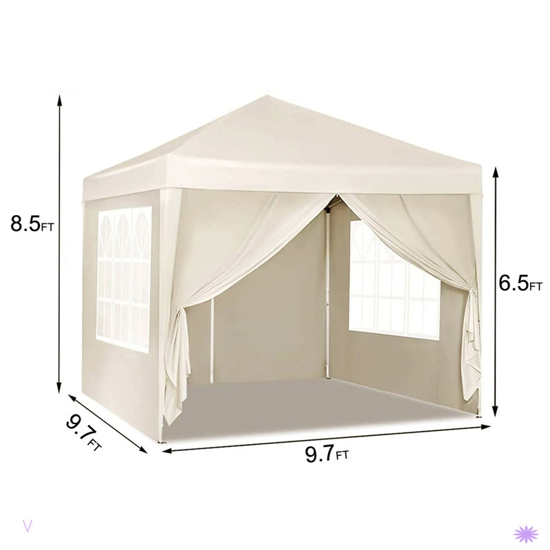 Folding Canopy With 4 Removable Sidewalls Outdoor Event Shelter UPF 50+ Gazebo Portable Tents For Parties Beach Camping Wedding EZ Pop Up Canopy 4Pcs Weight Bag + Carry Bag