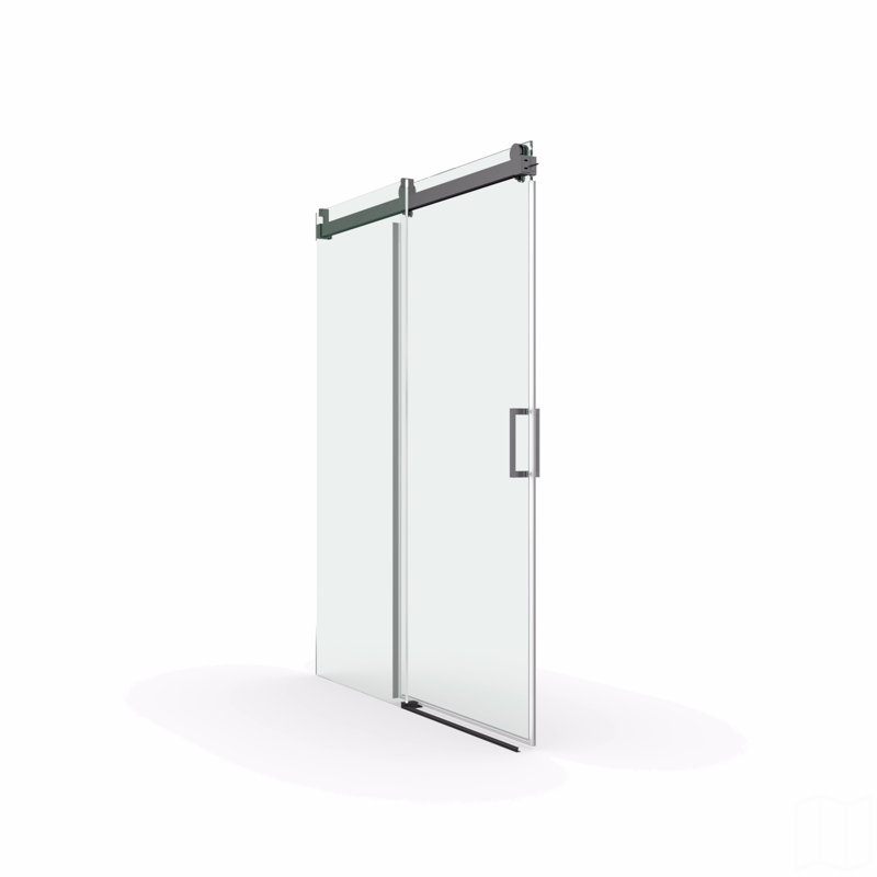 56" - 60" W X 76" H Frameless Soft-Closing Single Sliding Shower Door, 3/8" (10Mm) Tempered Glass With Easy-Cleaning Coating
