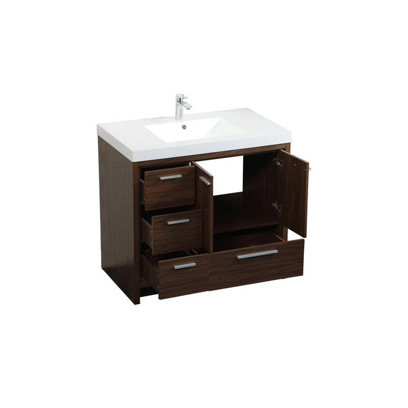 Southmead 36'' Single Bathroom Vanity with Resin Top, Walnut
