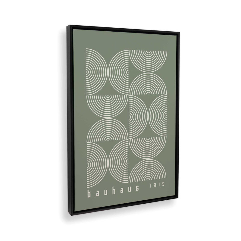 Affiche de composition Bauhaus, Cadre flottant noir satiné, Vert, H 36,75 po x l 24,75 po
