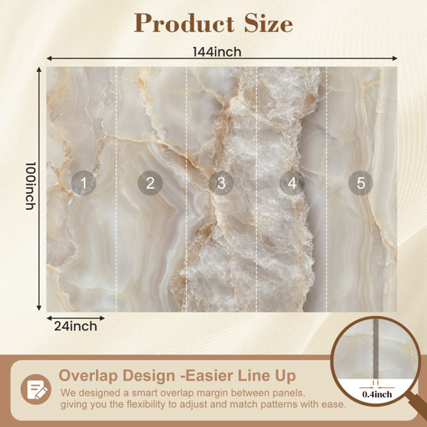 Red Barrel Studio® Marble Peel and Stick Wallpaper Elegant Beige White ...