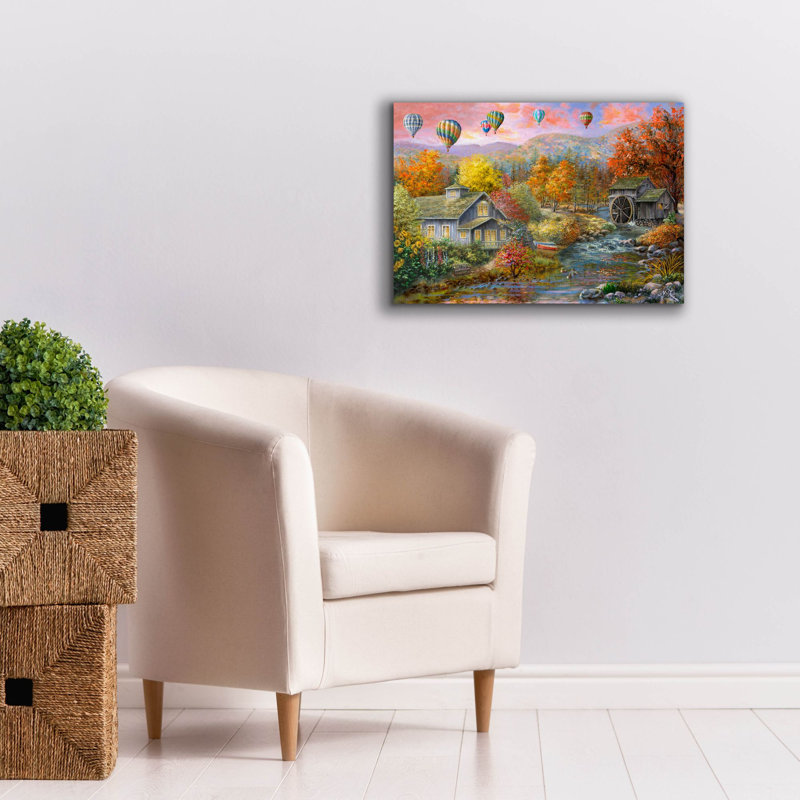«Autumn Creek Mill» par Nicky Boehme, art mural sur toile, L 26 po x H 18 po