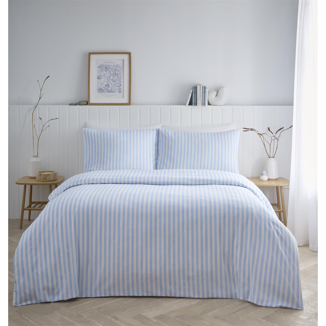 Portfolio Home Pencil Stripe Pink Duvet Cover Set Double Bedding Set with Pillowcases