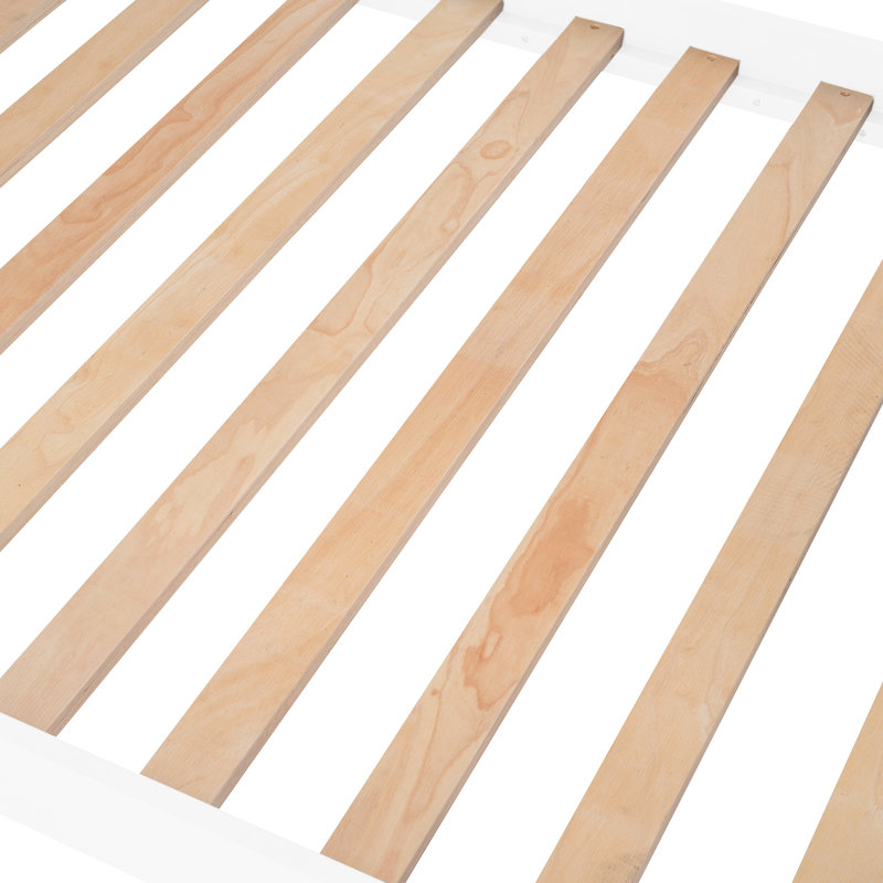 Lit superposé pour escalier avec rangement spacieux et garde-corps, blanc pour la chambre à coucher