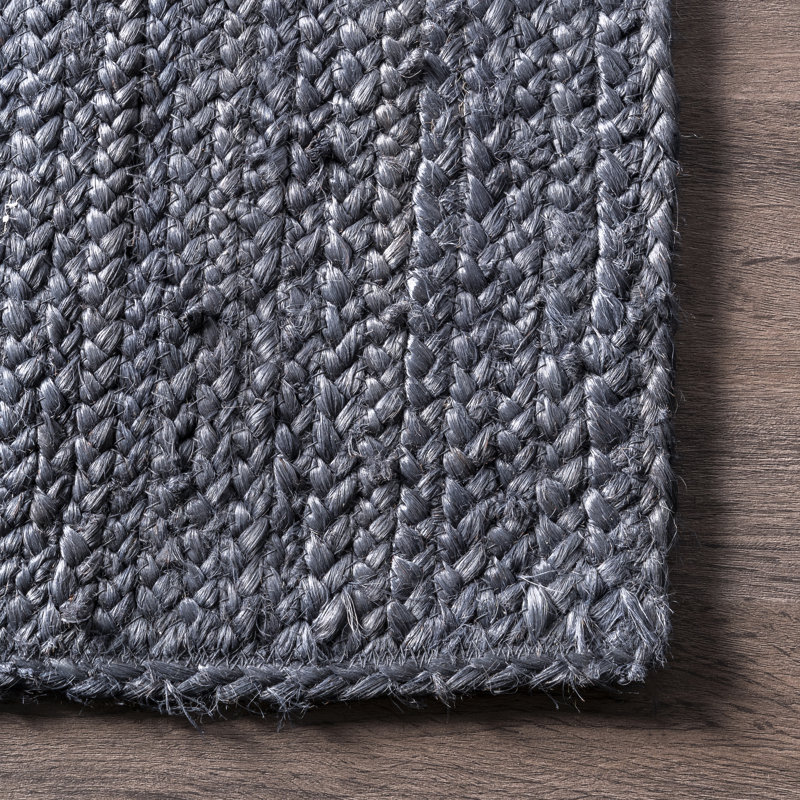 Berowalt Farmhouse Handmade Tufted Jute Navy Rug, Round 6'