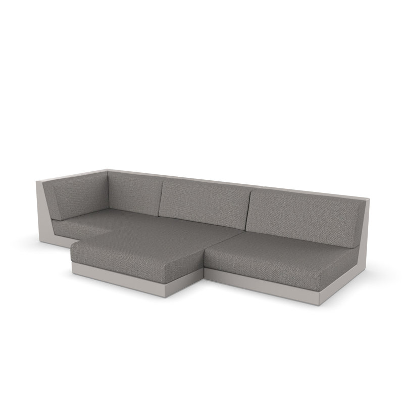 Pixel 118.25" Wide Outdoor Reversible Patio Sectional with Cushions, Nautical Taupe, White