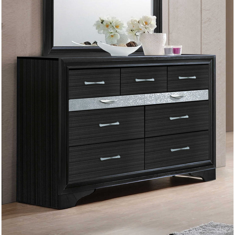 Commode 9 tiroirs Sepviva, Noir