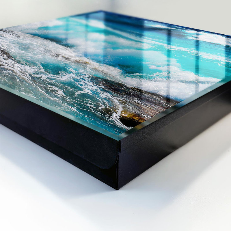 Key cabinet, Opens to the right, 30x30x5, White, A wavy, turquoise sea with white foam, 