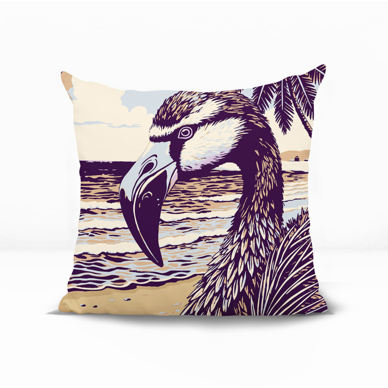 Oreiller carré réversible Sabbi Flamingo, Carré 19 po, Mauve