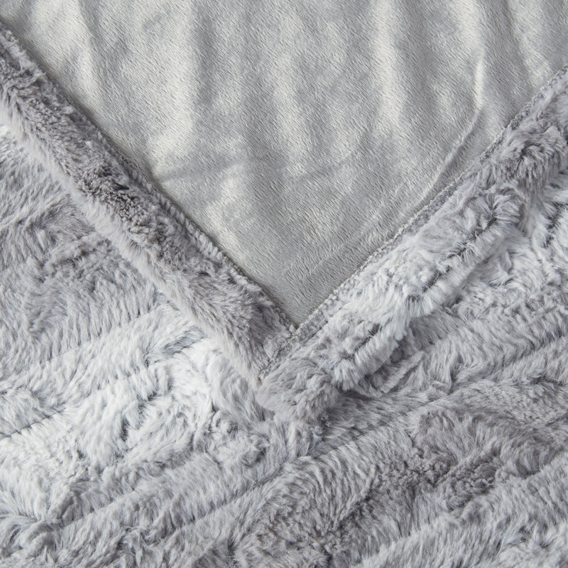 Jeté en fausse fourrure surdimensionné Beautyrest Zuri, Imprimé animal gris