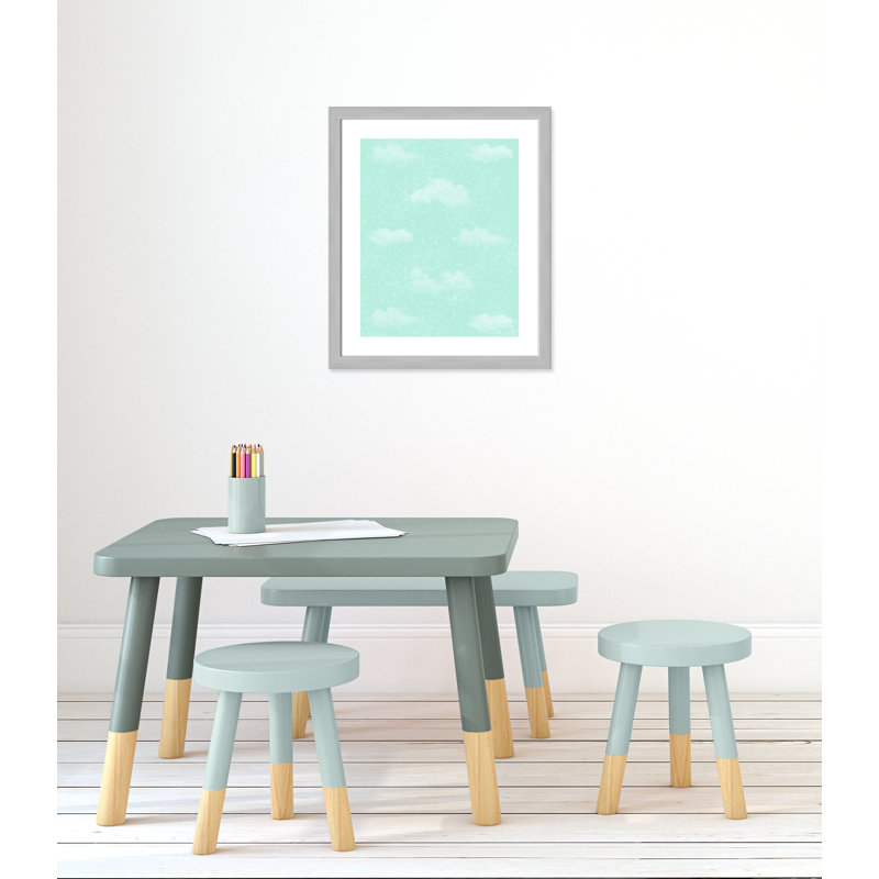 Art unique de nuages scintillants, H 26,5 po x l 22,5 po x P 0,625 po, Encadré plat argent