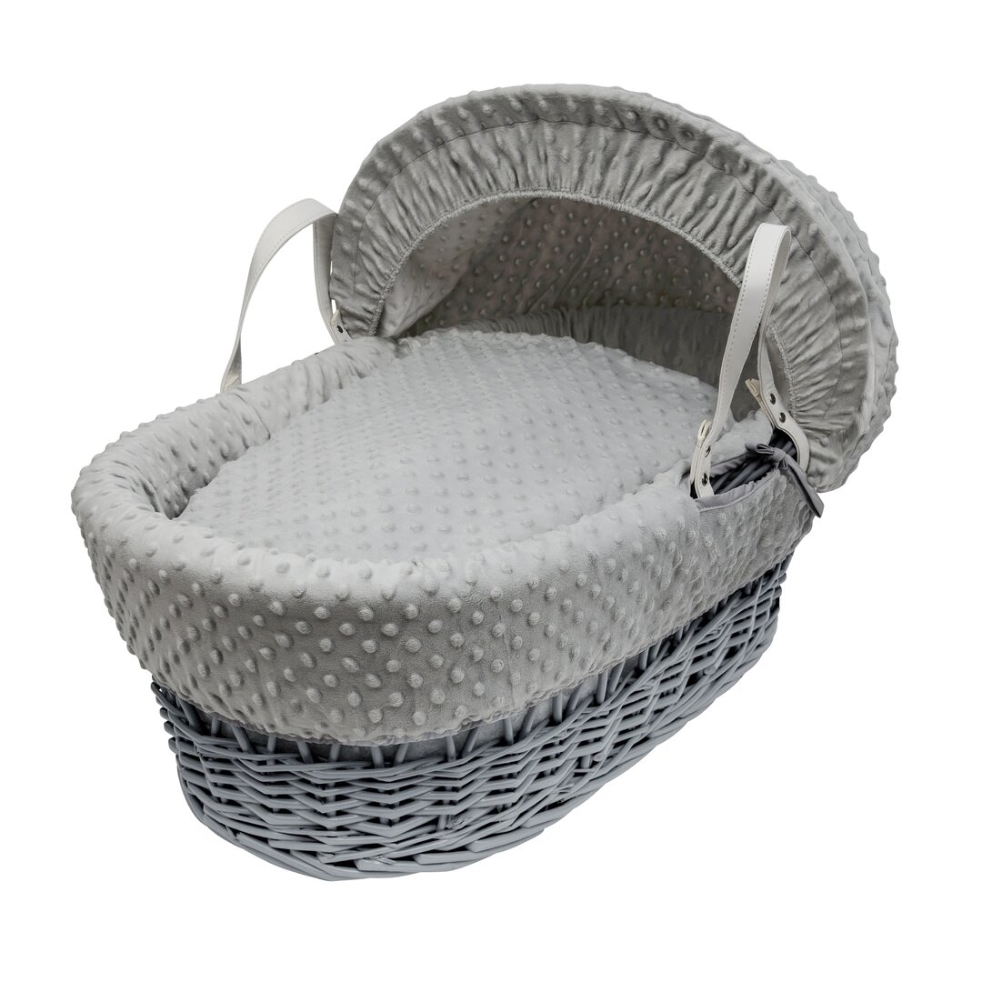 Grey Dimple Grey Wicker Moses Basket - Grey