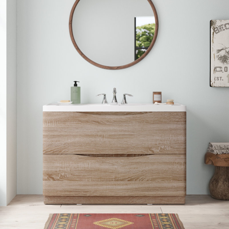 Ensemble de meuble-lavabo double 48 po Firkins, Chêne blanc