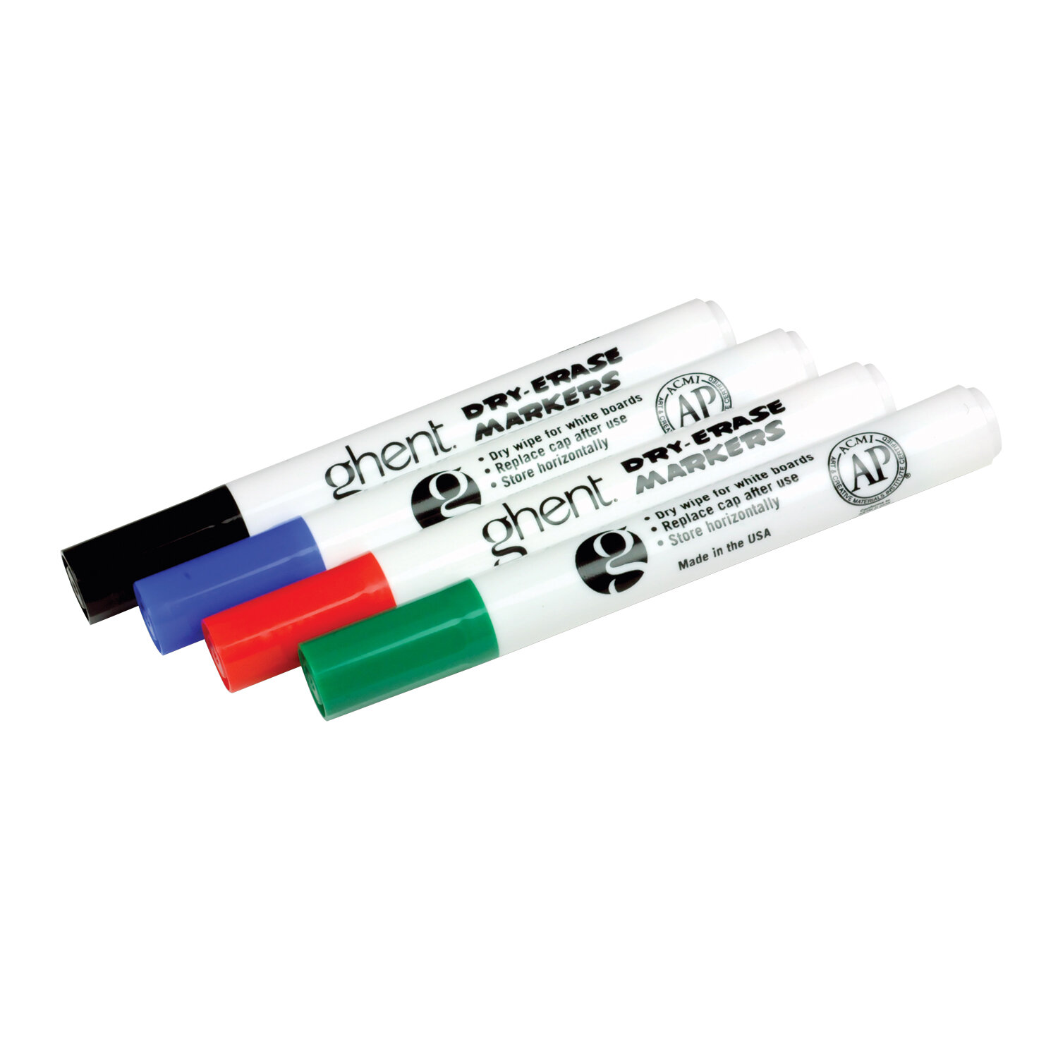 Ghent M4-A Set of 4 Markers - Assorted - Blue Black Green Red