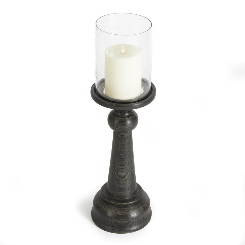 Naomi Glass Tabletop Hurricane Candle Holder, 20" H x 6" W x 6" D