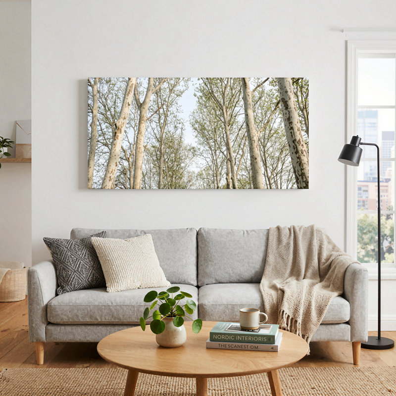 Ensemble de 1 tableau sur toile représentant un arbre et le ciel, 32“W x 16”H, Wrapped Canvas