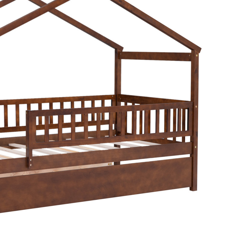 Pisinemo House Beds with Trundle, Walnut, Twin