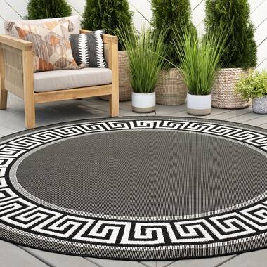 Buy Black With White Greek Carpet Bordered Carpet Modern Online in India 