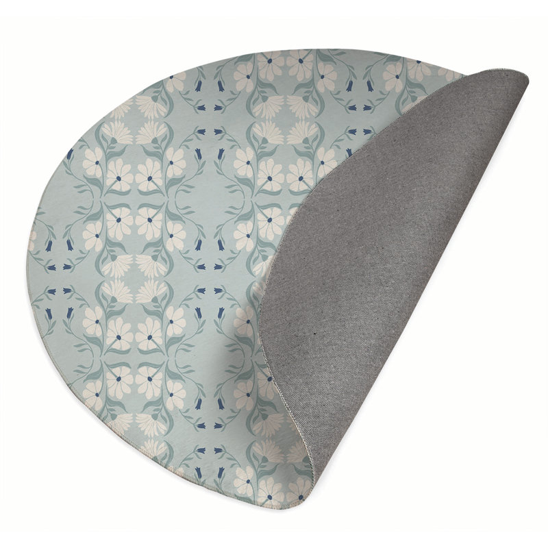 Groovy Flowers Outdoor Rug, Round 5'