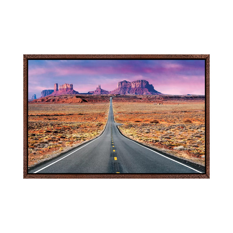 Road to Monument Valley, Sunset 1 Piece Wall Art on Canvas, 66.04cm H x 101.6cm W x 3.81cm D
