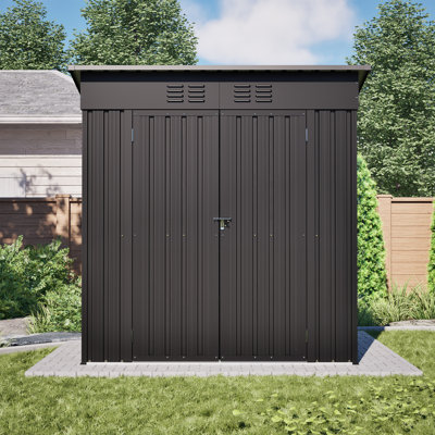 Remise de rangement extérieure 6 x 4 pi, remise à outils toutes saisons pour jardin, cour, pelouse, noir