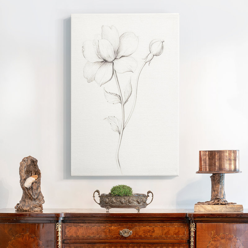 Motif floral rétro - impression sur toile tendue, H 28 po x l 19 po