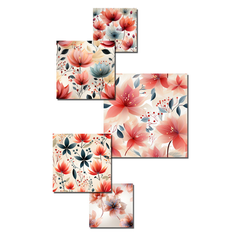 Gaspard - ensemble d'art mural floral de 5