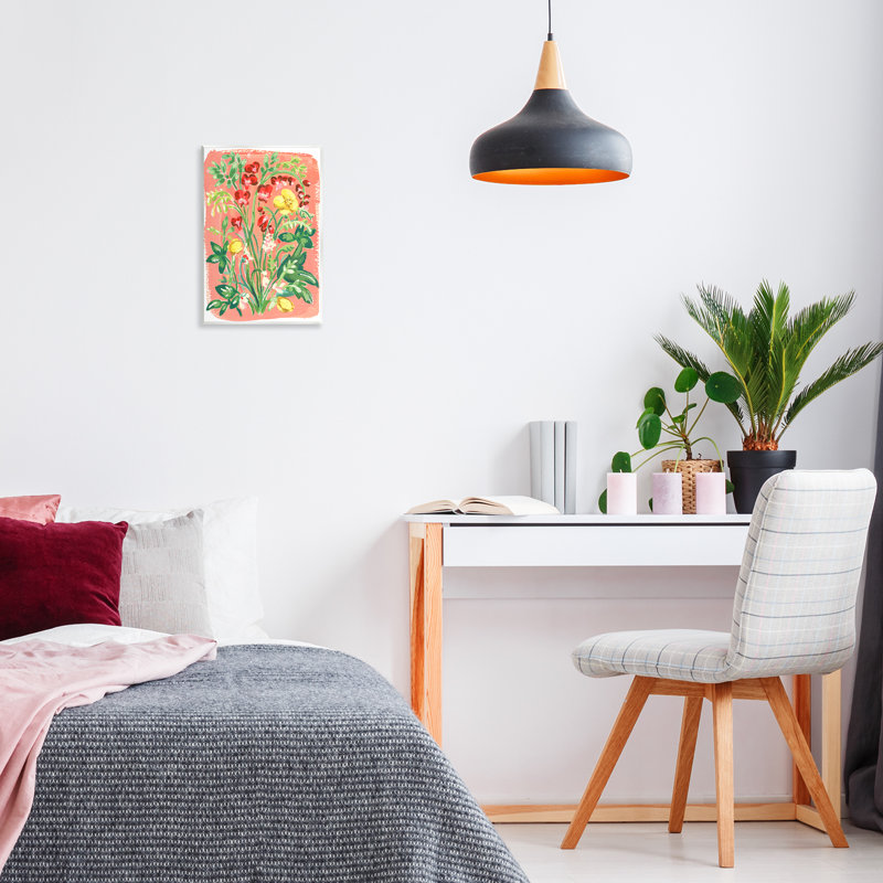 Plaque murale «Peachy Flower Arrangement», conception par Hannah Moren, H 15 po x l 10 po