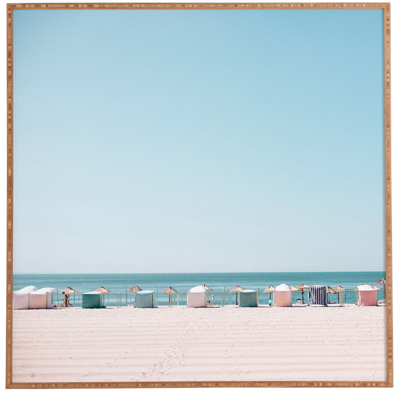Beach Huts par Hello Twiggs - Cadre photo sur papier, H 20" x l 20" x P 1", Brun