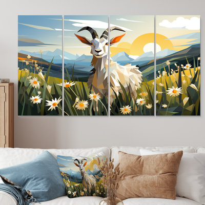 Goat Pasture Patterns III - Goat 4 Piece Wall Art