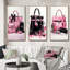 «Pink Fashion Bag Glamour», 3 pièces sur toile-331255438-331255437