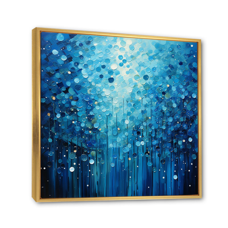 Azure Symphony III - Abstract Landscape Canvas Prints, H 24 po x l 24 po x P 1 po, Cadre flottant doré