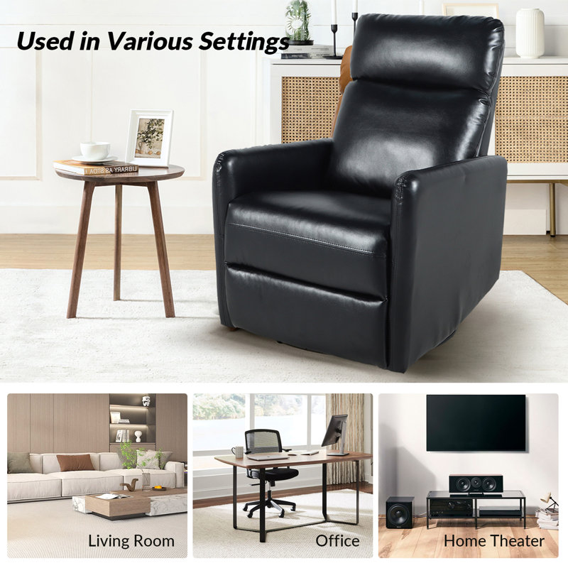 Fauteuil inclinable manuel pivotant en similicuir Gemius, Similicuir noir