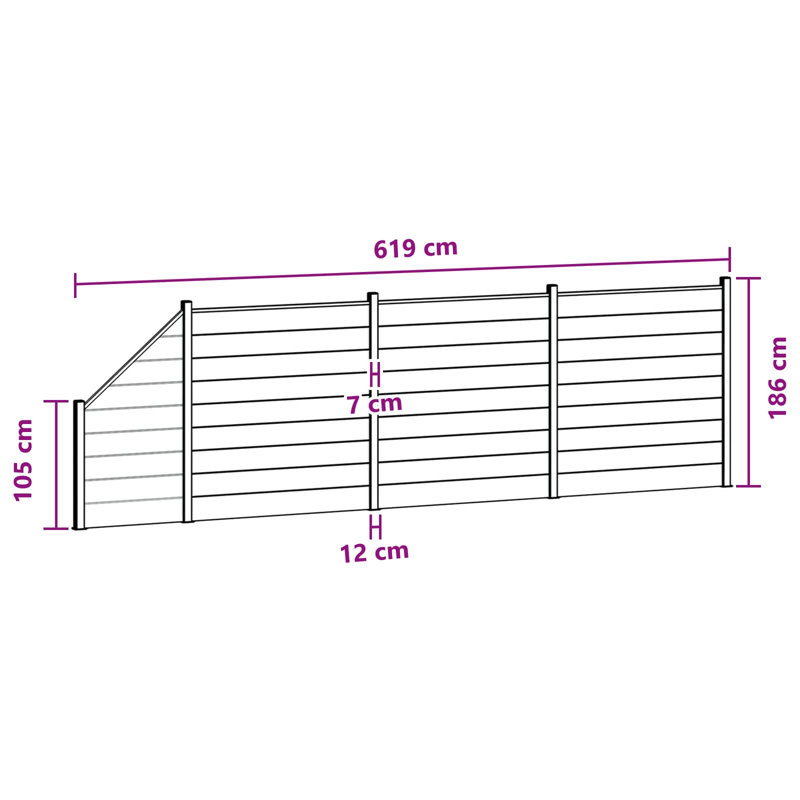 619 cm W Fencing Kits Fencing with 4 Panel(s) Included, Brown