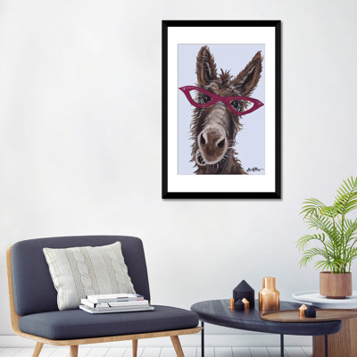 «Donkey With Glasses On Grey» par Hippie Hound Studios, impression sur toile tendue