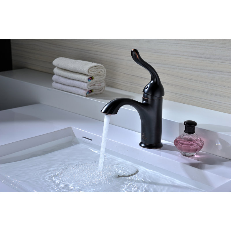 Arc Single-Hole Single-handle Bathroom Faucet with Drain Assembly, Oil Rubbed Bronze