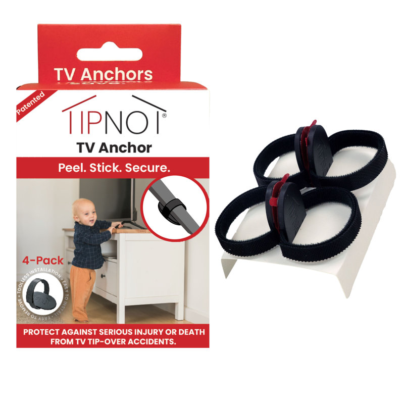 Ancrage TipNot pour téléviseur, sangles de sécurité anti-basculement, anti-basculement et adhésives pour téléviseur - il suffit de peler et de coller pour protéger les enfants et les bébés de votre maison