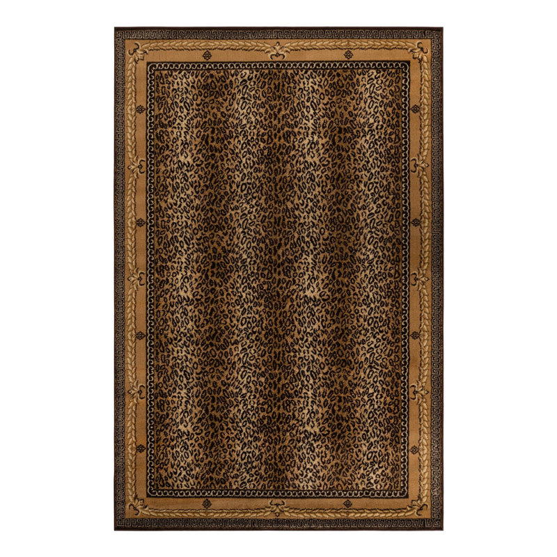 Brown Leopard Print 6' x 9' Synthetic Area Rug