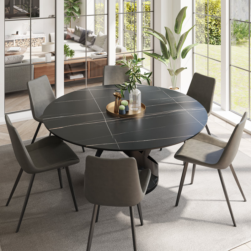 Table de salle à manger Maxwell, H 29,53 po x L 59,06 po x l 59,06 po, Noir, Noir