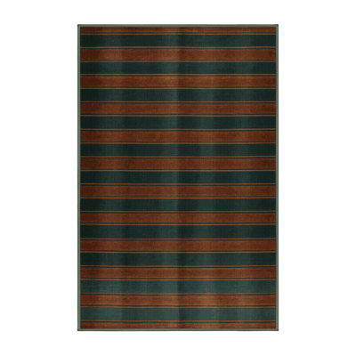 Tapis vert à rayures horizontales lavable à la machine