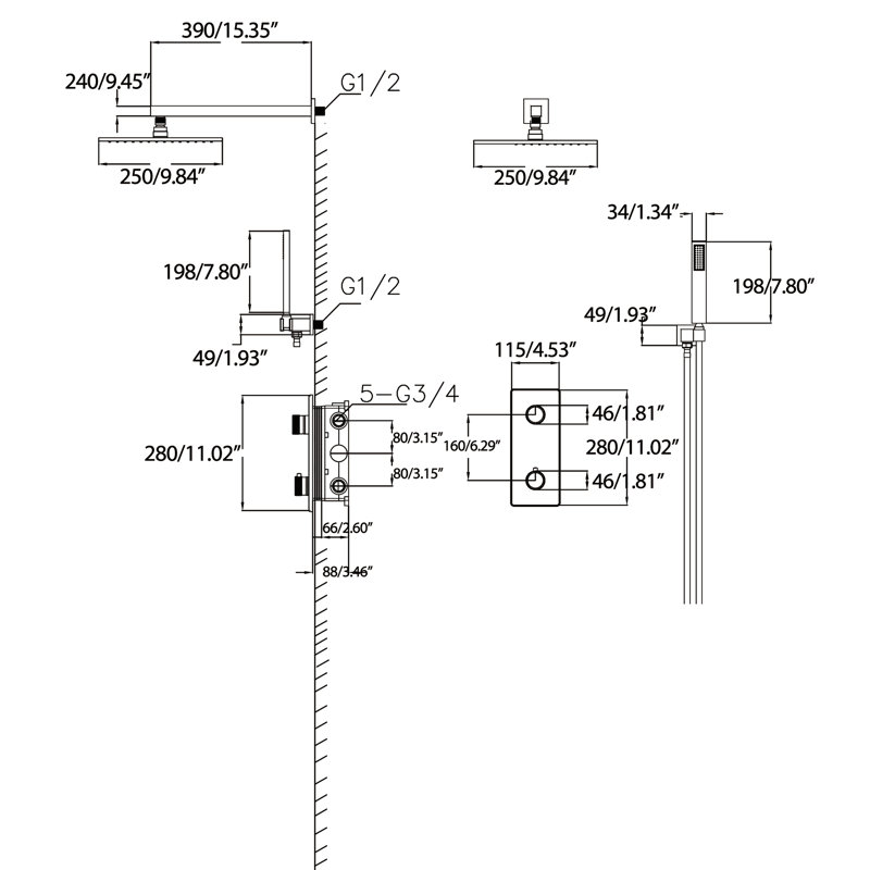 Complete Shower System with Rough in-Valve