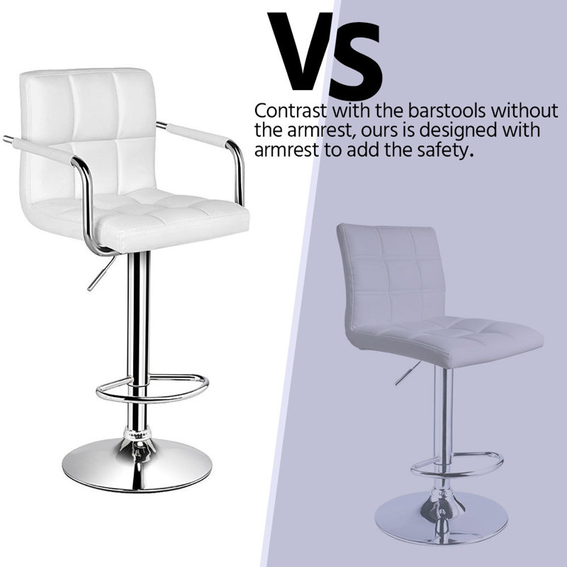 Pete Swivel Upholstered Adjustable Height Counter Stools, White