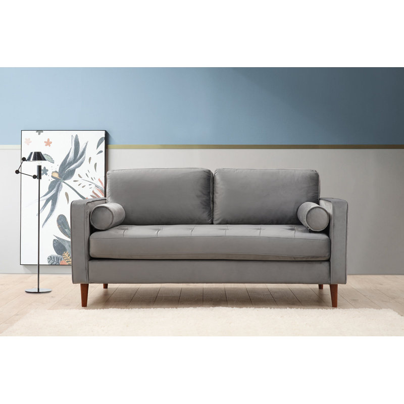 Canapé rembourré Haretina, 100 % polyester gris clair