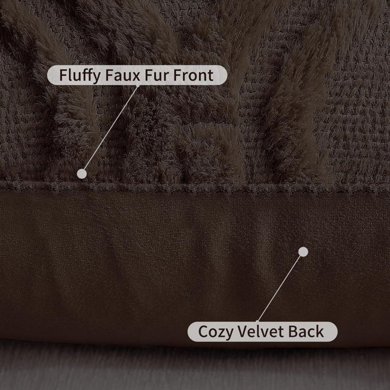 Coussins décoratifs 20X20, housses de coussins moelleux pour la maison, ensemble de 2, Brun