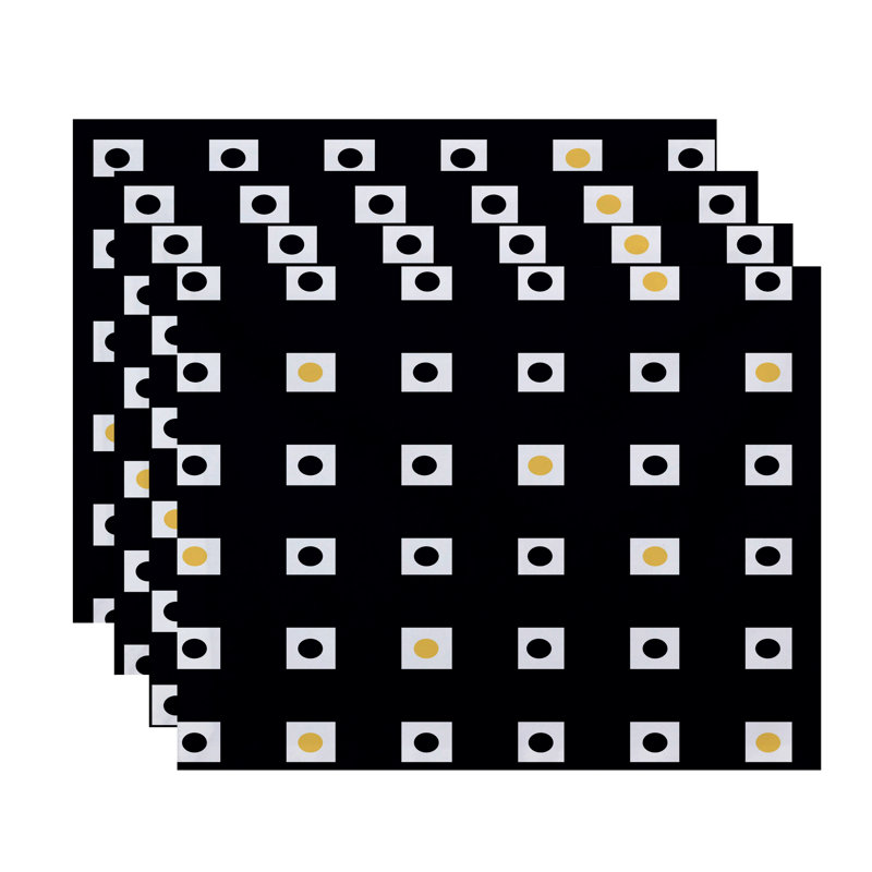 Polyester Geometric Rectangle Placemat, Navy Blue / Yellow
