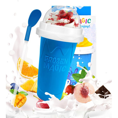Slushie Cup, Double Layers Silica DIY Portable Slushy Cup with Lid & Straw | frozen magic slushy maker cup, Juices, Milk, Ice Cream Make