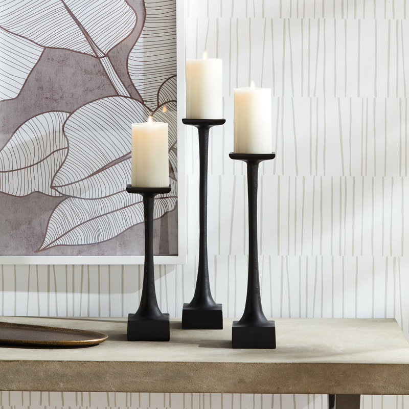 Aluminum Tabletop Candlestick, Black, 15" H x 5" W x 5" D